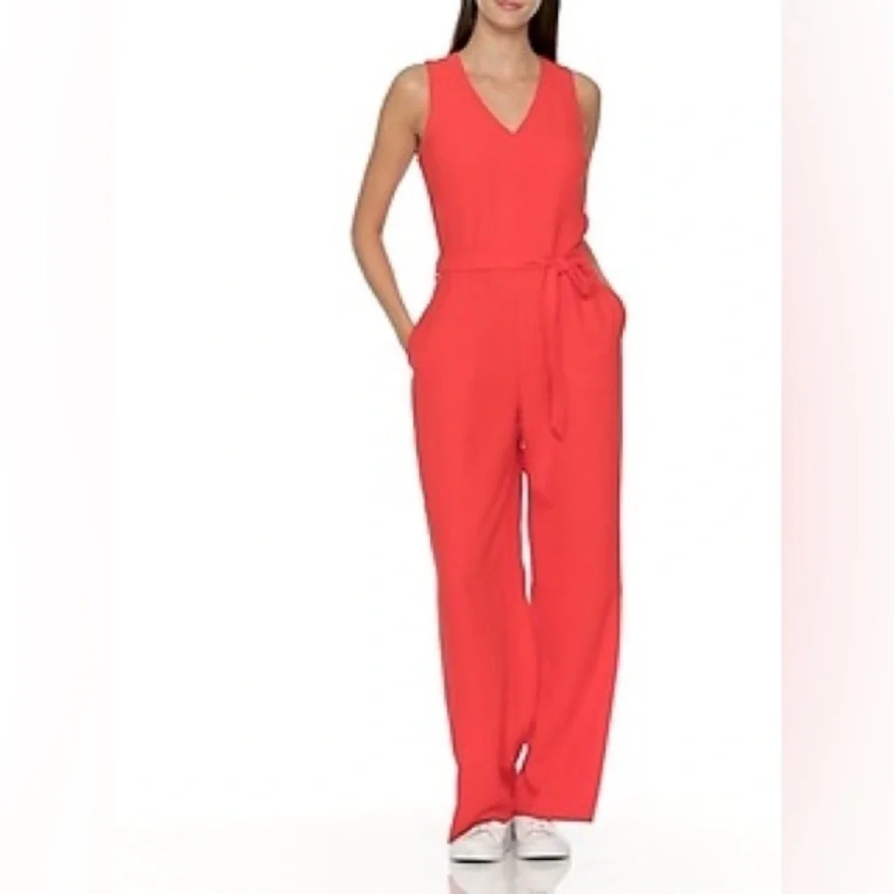 BANANA REPUBLIC V Neck Tie Waist Jumpsuit
